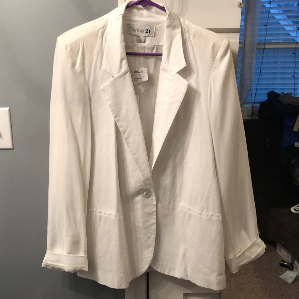 White single button blazer